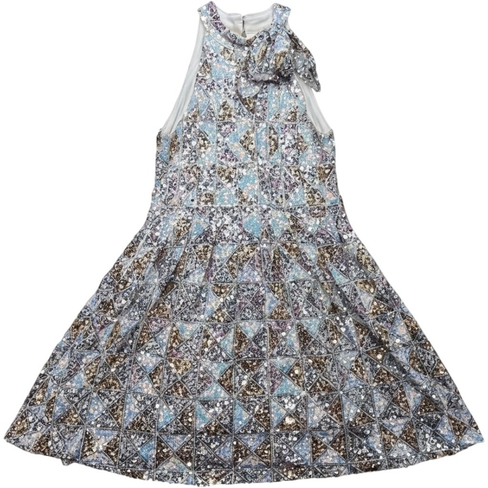 GB Girls Dress Silver Multi Sequin Geometric Size 16 Party Glam GD8143GSQ